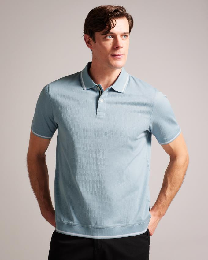 Polo Ted Baker Regular Fit Textured Bleu Clair Homme | HSQ-80549383